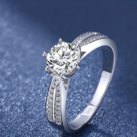 Certified GRA Moissanite Ring 18k over Sterling Silver Sz 7. NEW - Picture 4 of 13